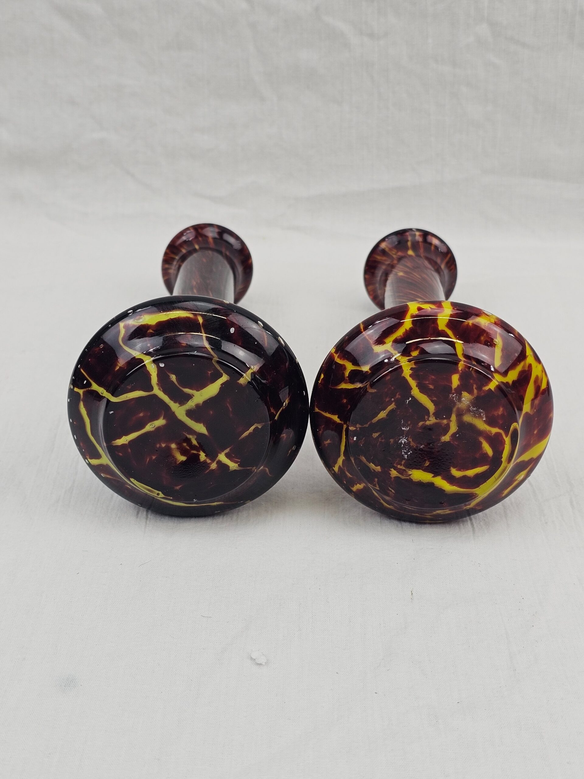 Pair Of Early 20th Century Franz Welz Glass Vases With White Metal Mounts - Image 7