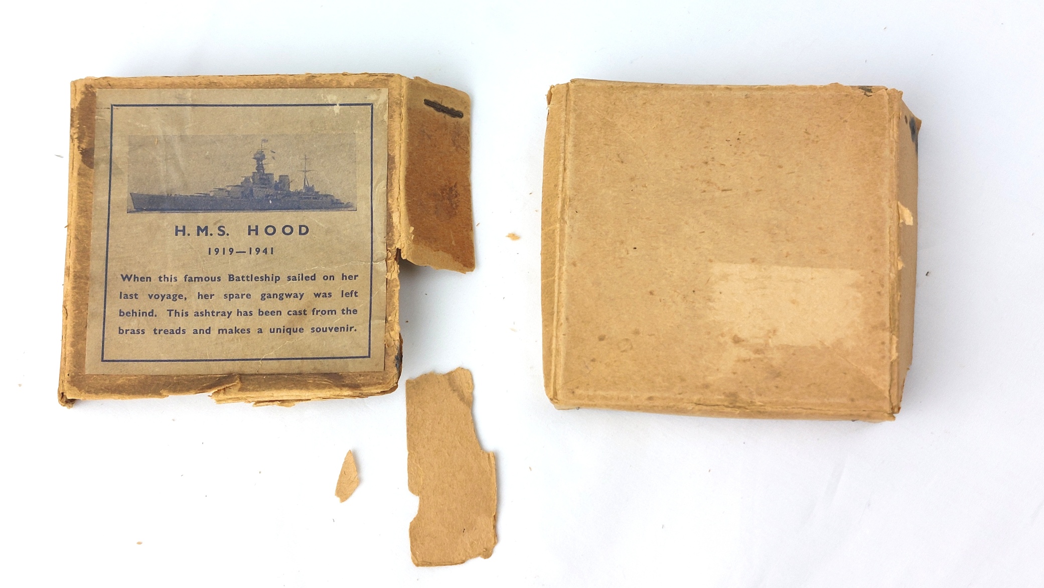 Rare, British Naval Heritage, c. 1920-41, HMS Hood Collection: Pair of Bandmaster Music Stand Finials, Commemorative Brass Ashtray & 1920s Visitor's Guide (3) - Image 11