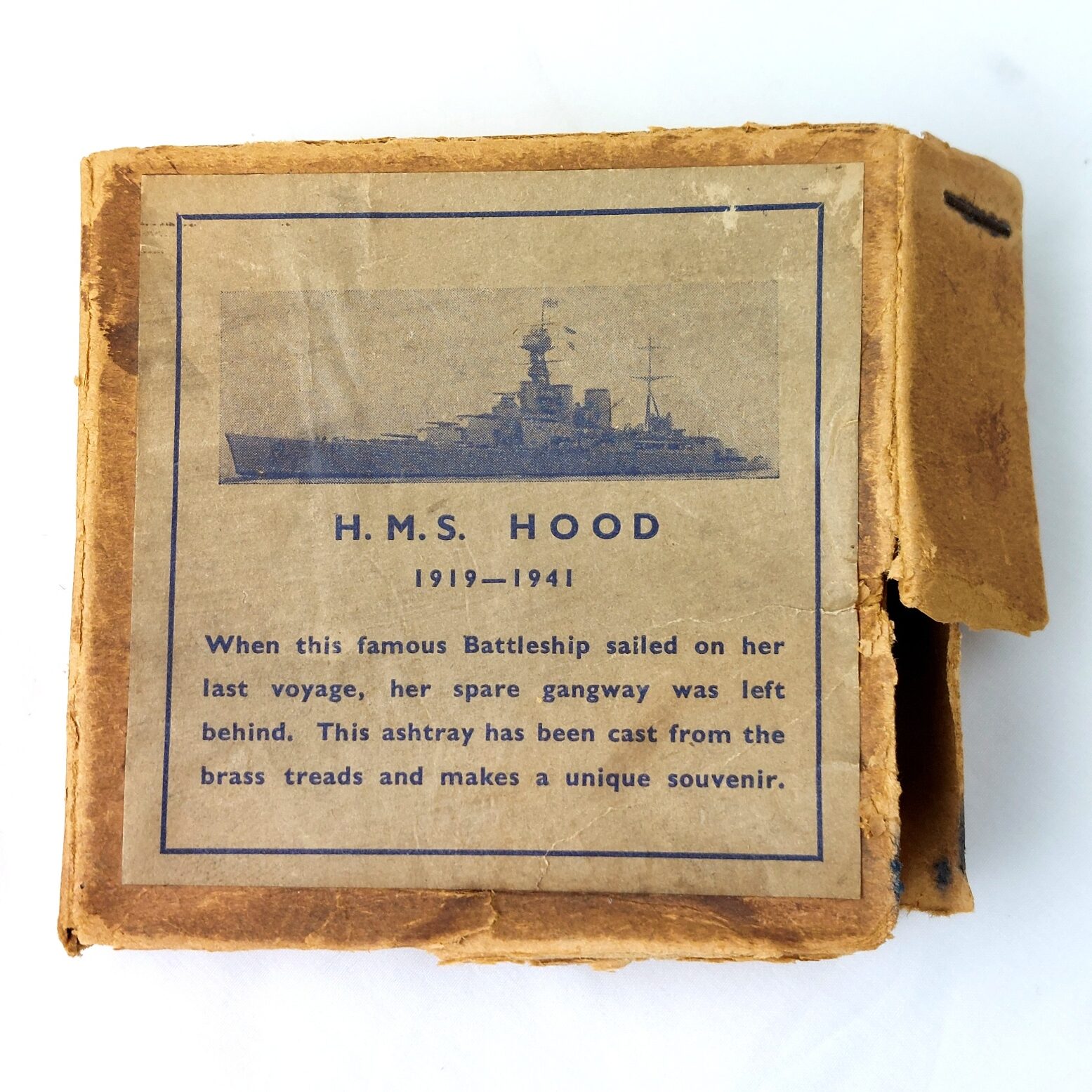 Rare, British Naval Heritage, c. 1920-41, HMS Hood Collection: Pair of Bandmaster Music Stand Finials, Commemorative Brass Ashtray & 1920s Visitor's Guide (3) - Image 9