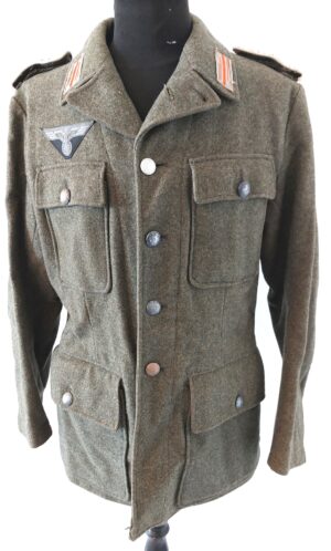 Swedish, Dated 1945, Swedish Army M/39 Wool Field Tunic, Tre Kronor Stamp 1945, Size 96, Made by Tiger, Modified as Reenactment German Heer Feldgendarmerie Blouse