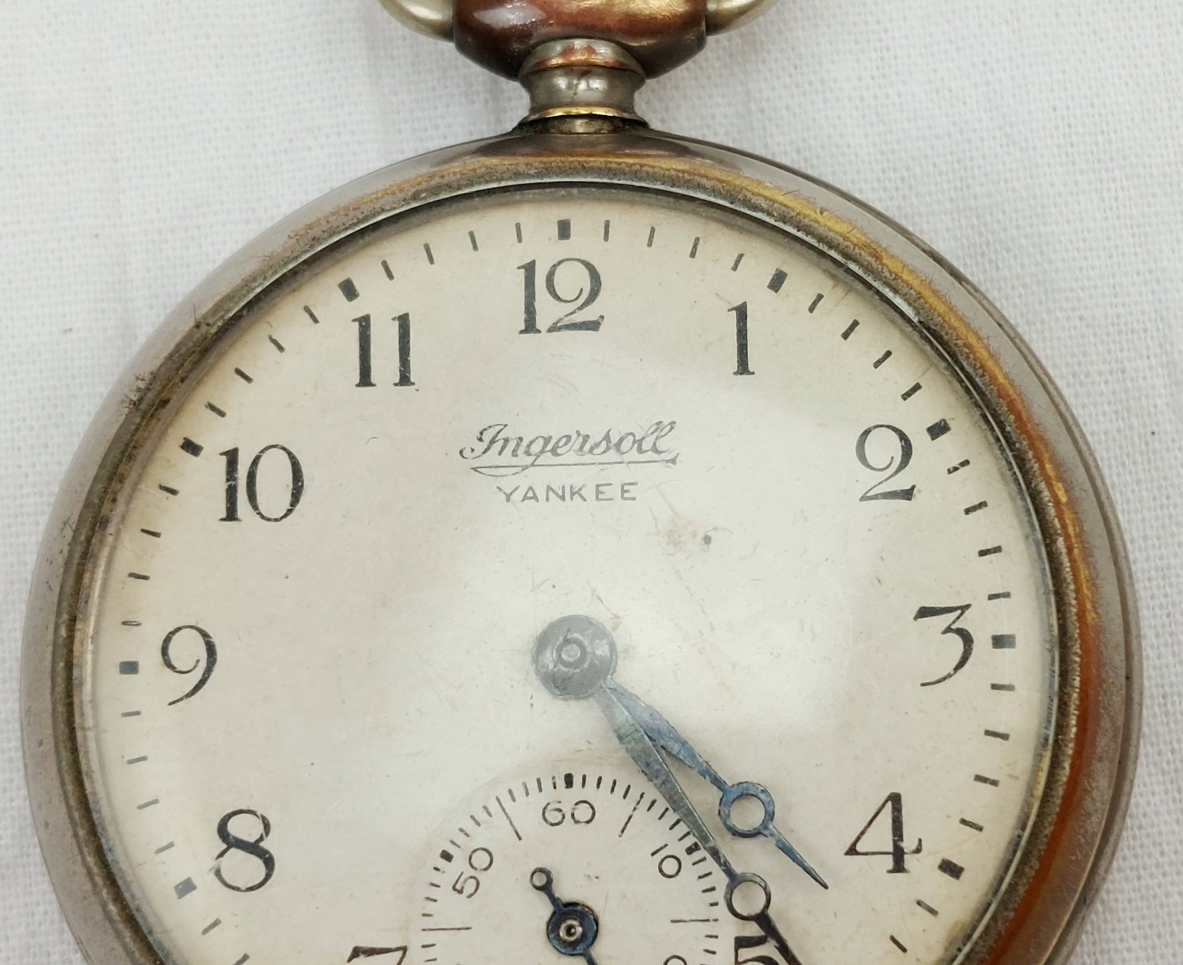 Top Wind 1920s Chromed Brass Ingersoll Yankee Pocket Watch - Image 5