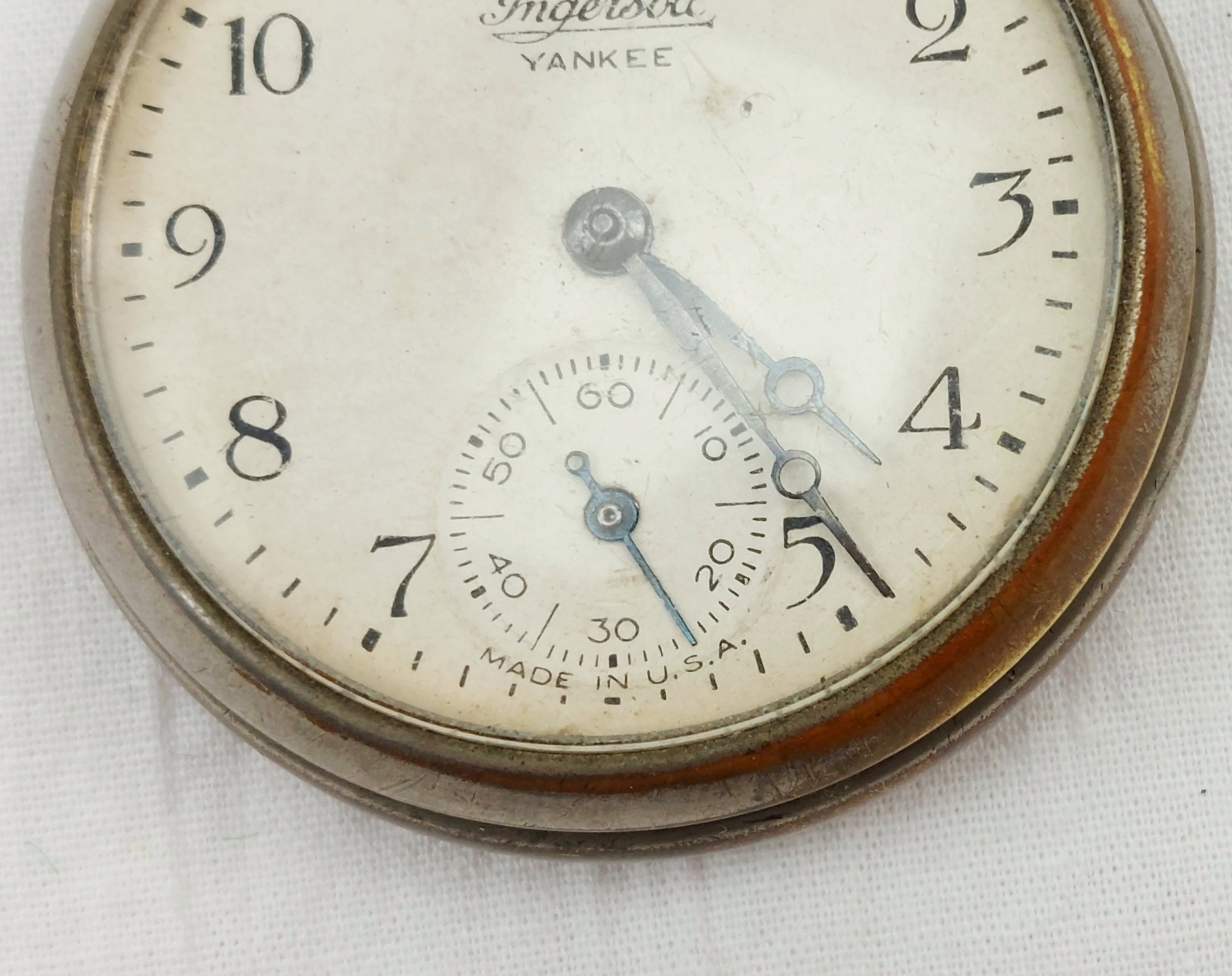 Top Wind 1920s Chromed Brass Ingersoll Yankee Pocket Watch - Image 6