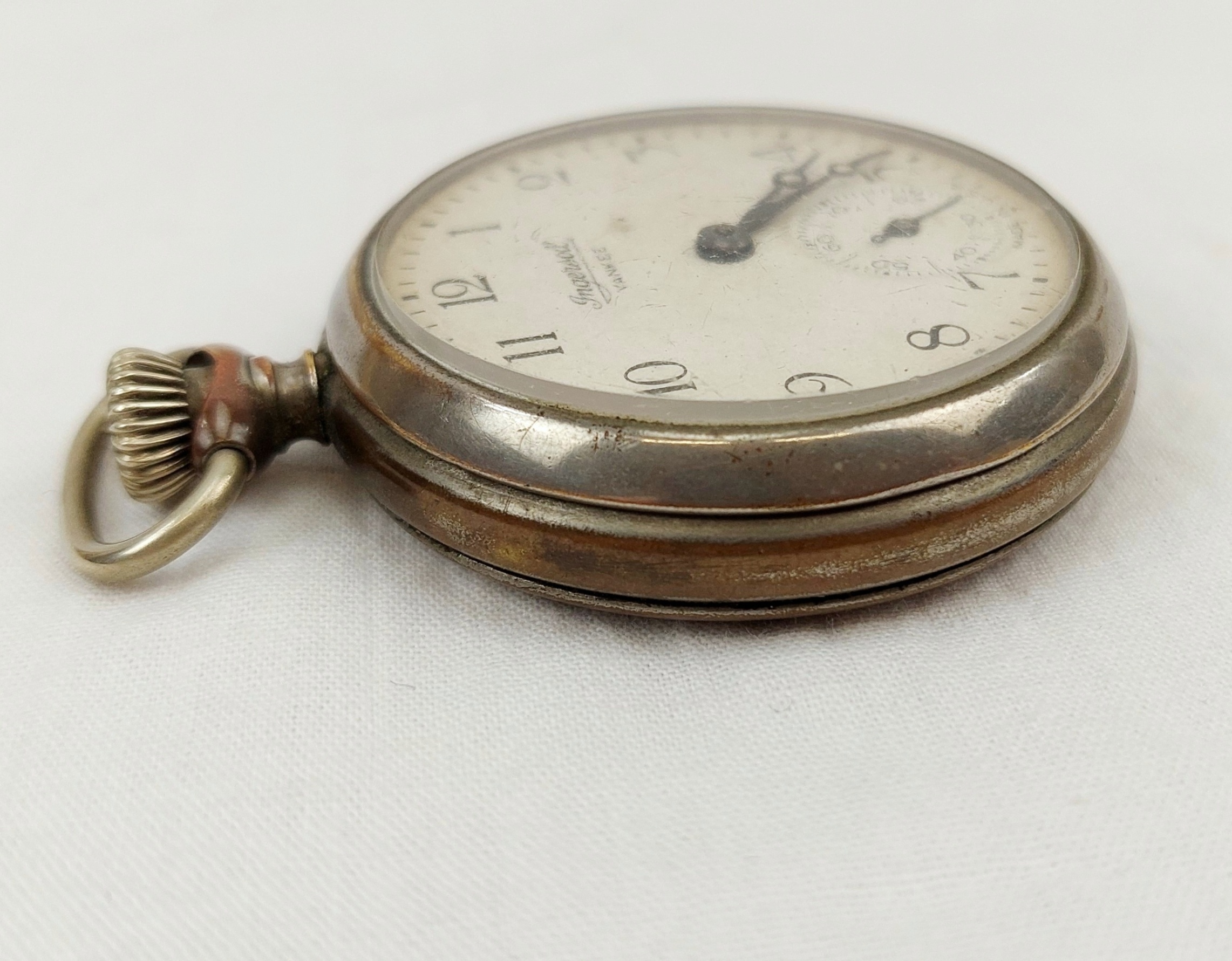 Top Wind 1920s Chromed Brass Ingersoll Yankee Pocket Watch - Image 3