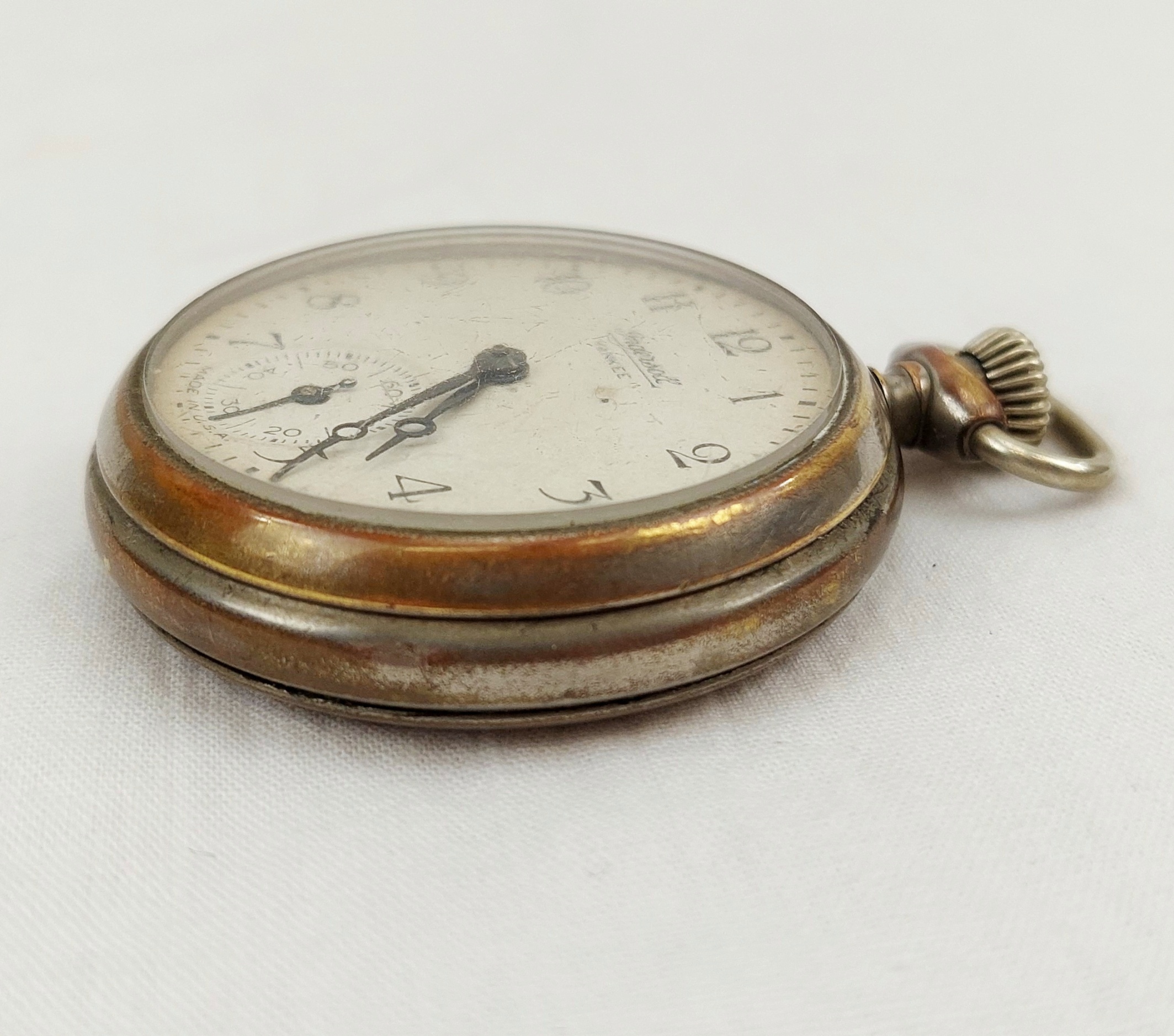 Top Wind 1920s Chromed Brass Ingersoll Yankee Pocket Watch - Image 2