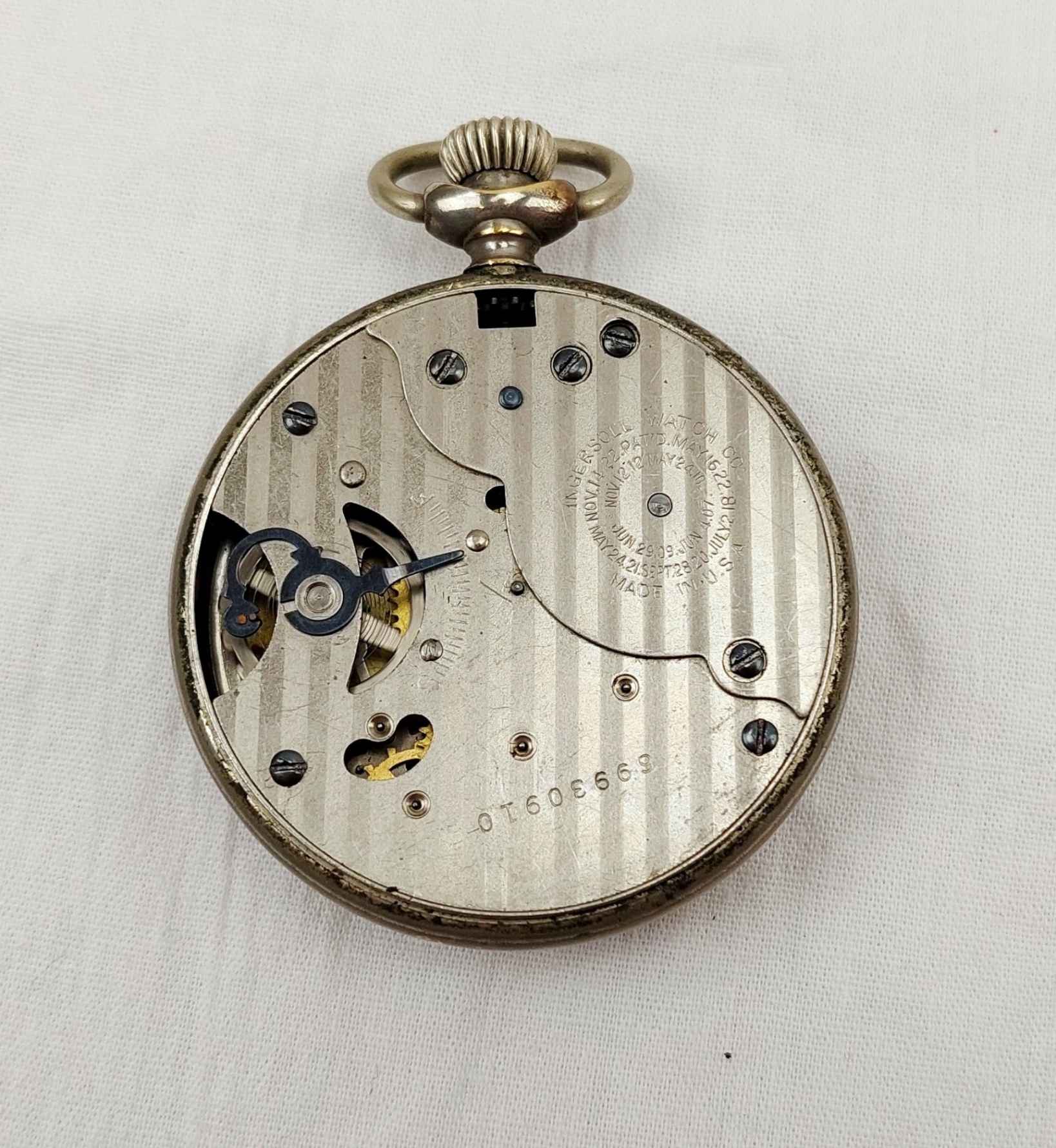 Top Wind 1920s Chromed Brass Ingersoll Yankee Pocket Watch - Image 7