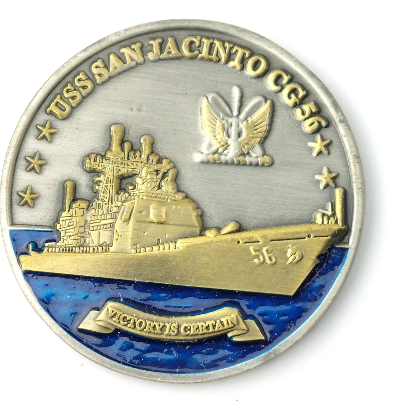 US Navy, Modern, USS San Jacinto (CG-56) Challenge Coin, Ticonderoga-Class Guided Missile Cruiser