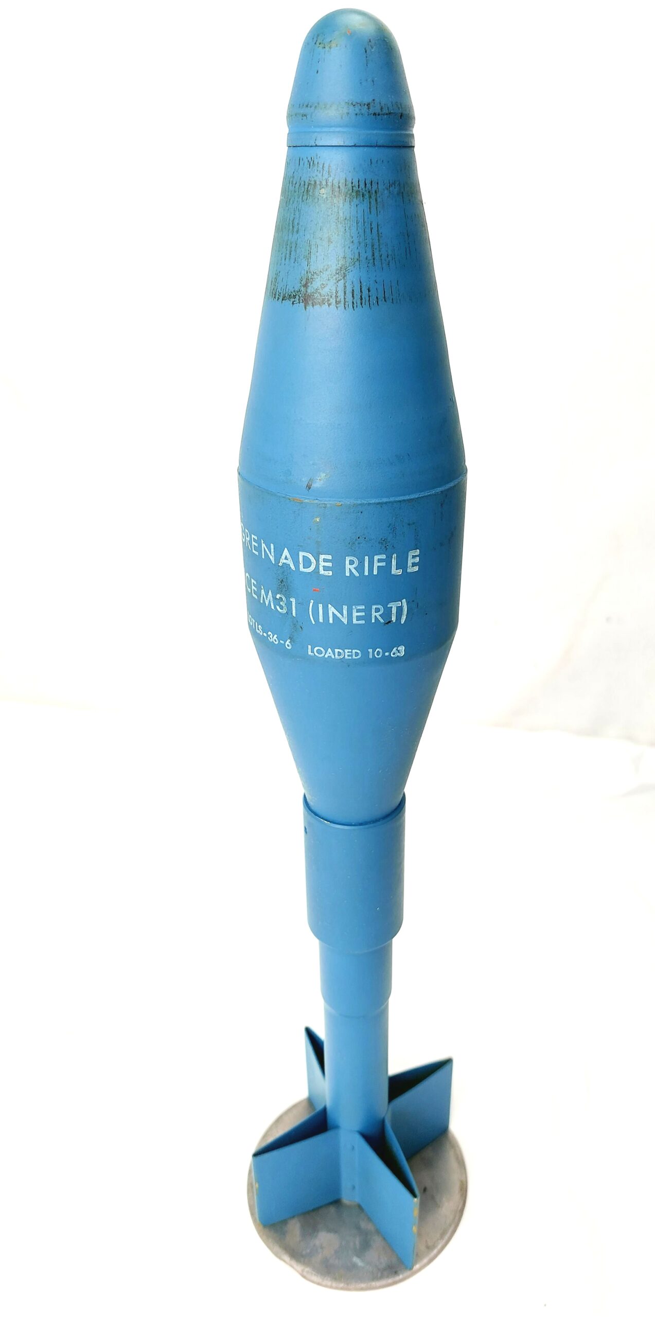 US, Vietnam Era, Practice Rifle Grenade M31 (Inert), Dated Oct 1963, with Period US G981 Rifle Grenade Transit Container - Image 2