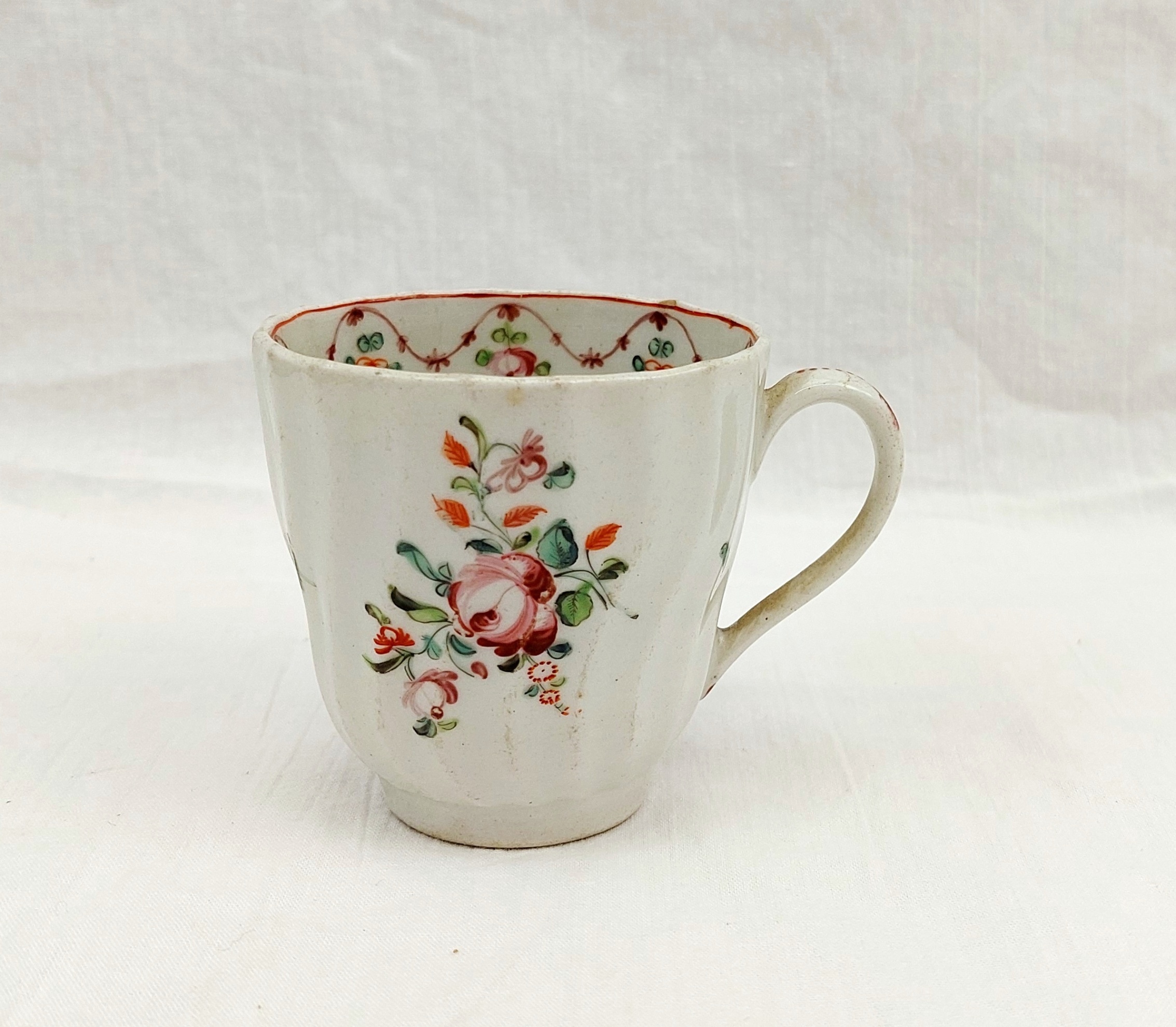 c1790 A And E Keeling Factory X Porcelain Floral Fluted Coffee Cup