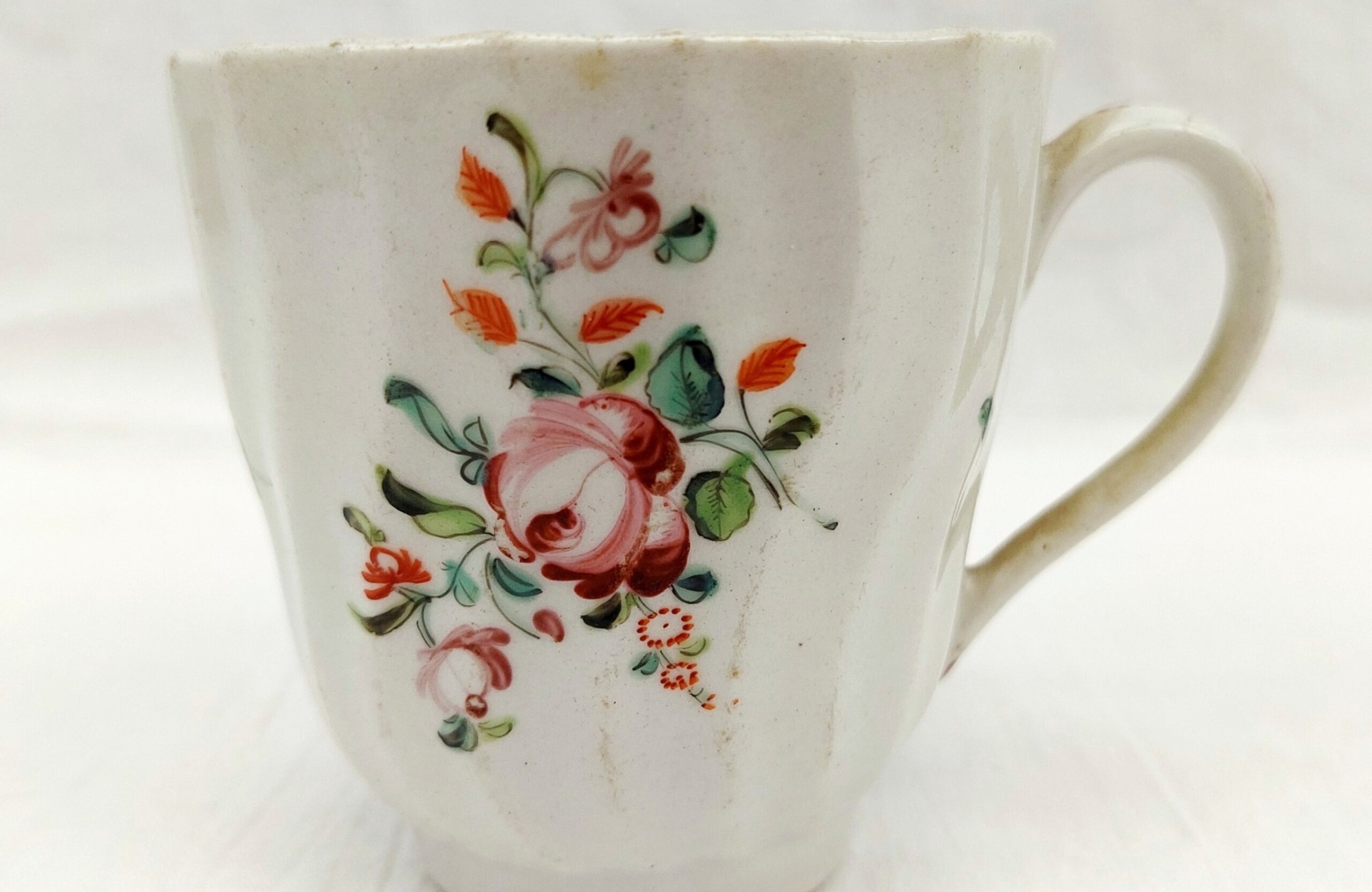c1790 A And E Keeling Factory X Porcelain Floral Fluted Coffee Cup - Image 2