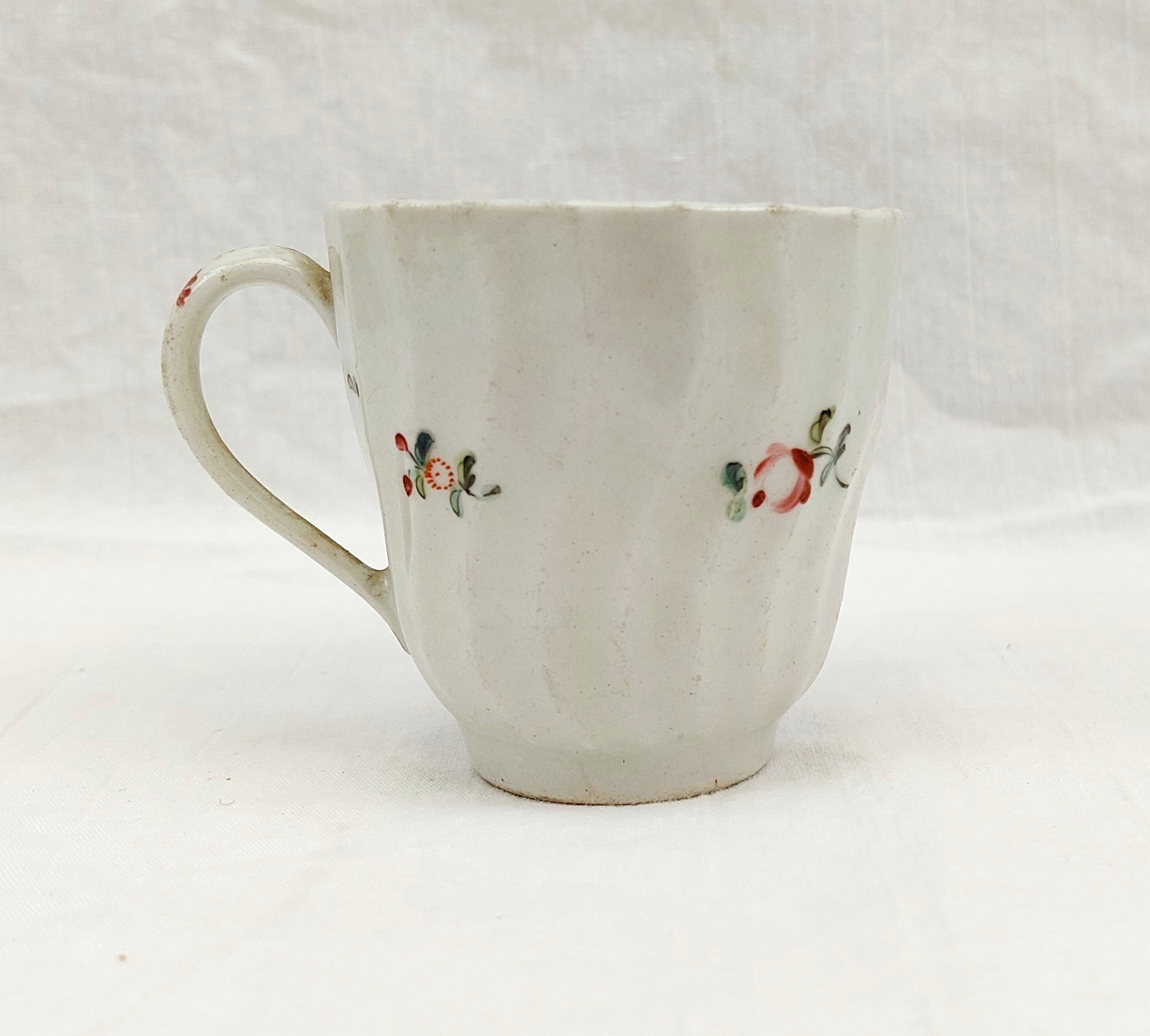 c1790 A And E Keeling Factory X Porcelain Floral Fluted Coffee Cup - Image 4