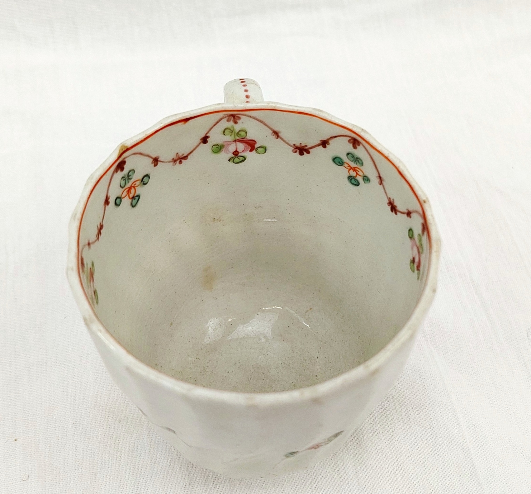 c1790 A And E Keeling Factory X Porcelain Floral Fluted Coffee Cup - Image 7