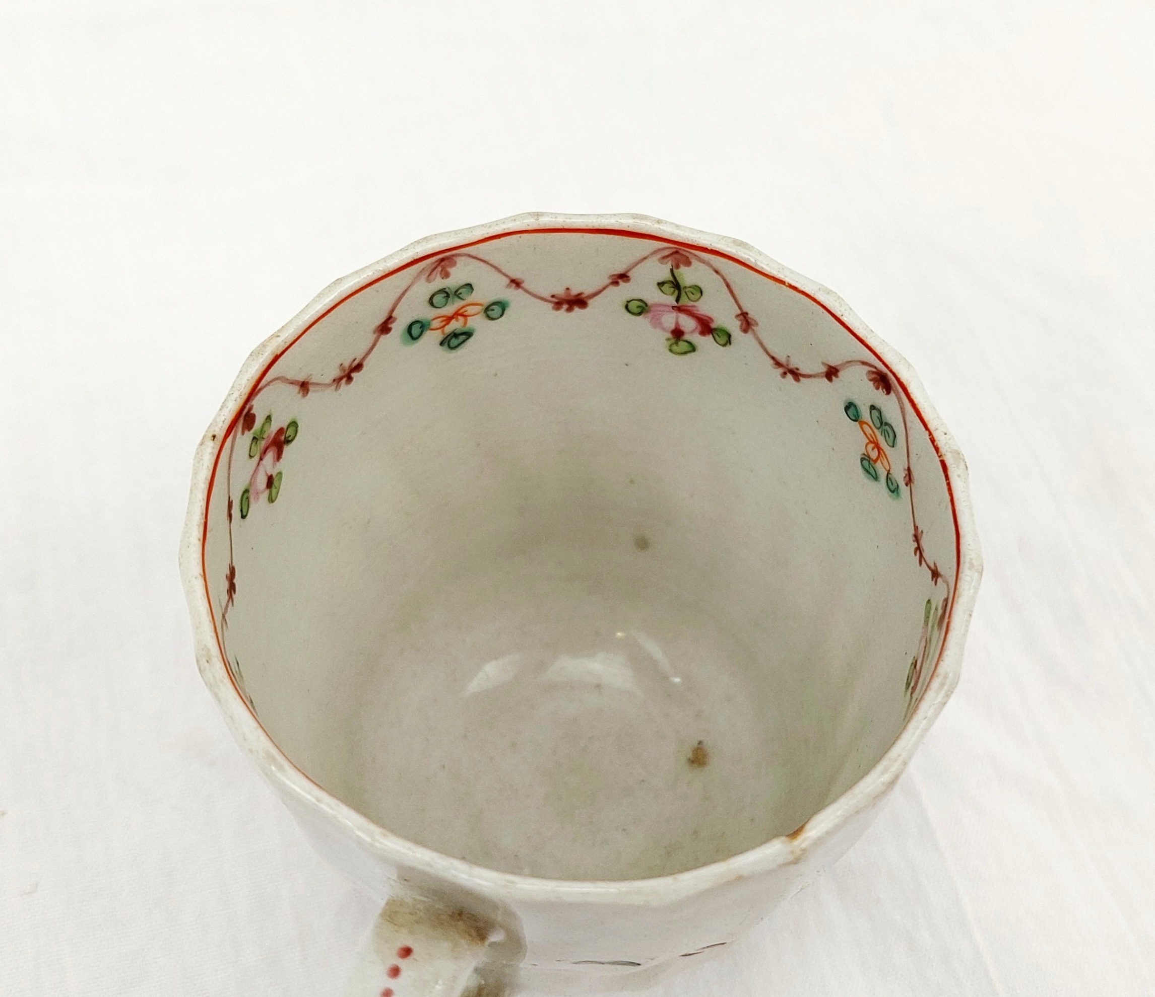 c1790 A And E Keeling Factory X Porcelain Floral Fluted Coffee Cup - Image 6