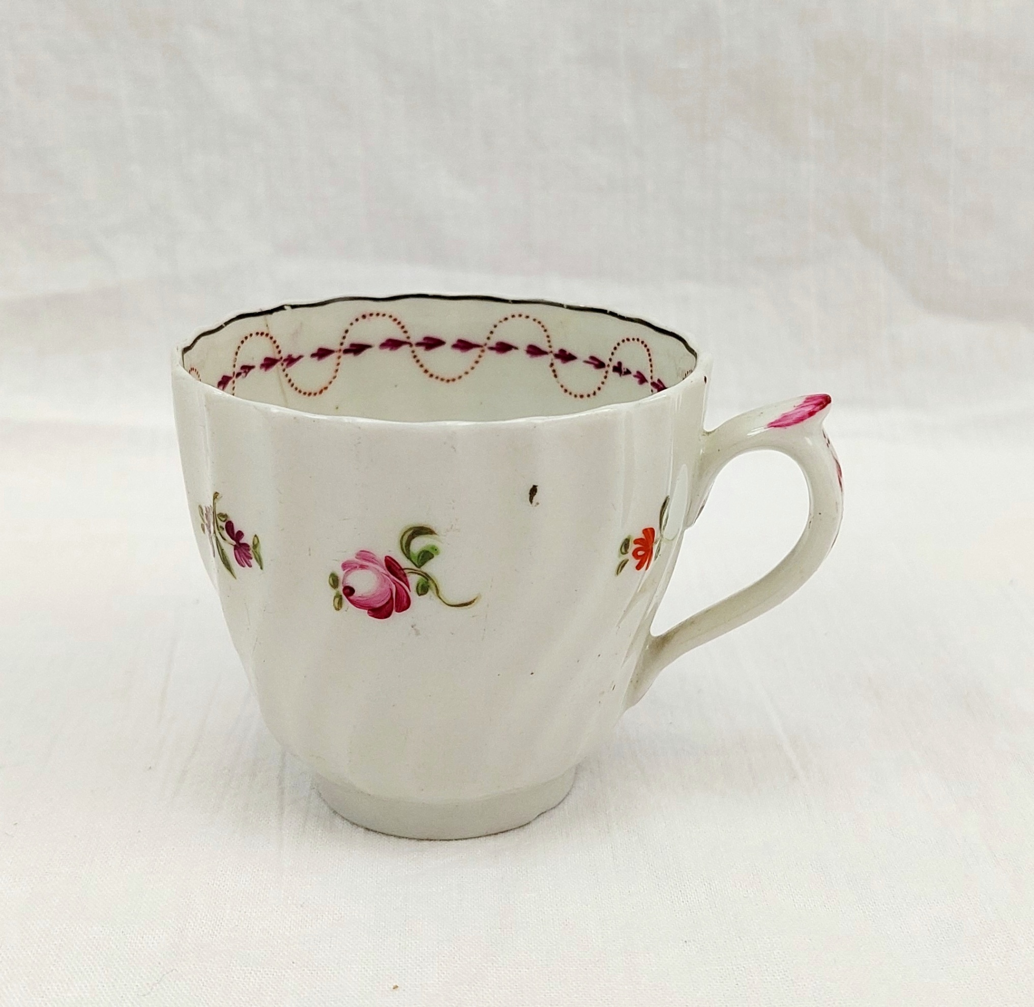 c1790 A And E Keeling Factory X Porcelain Floral Fluted Coffee Cup