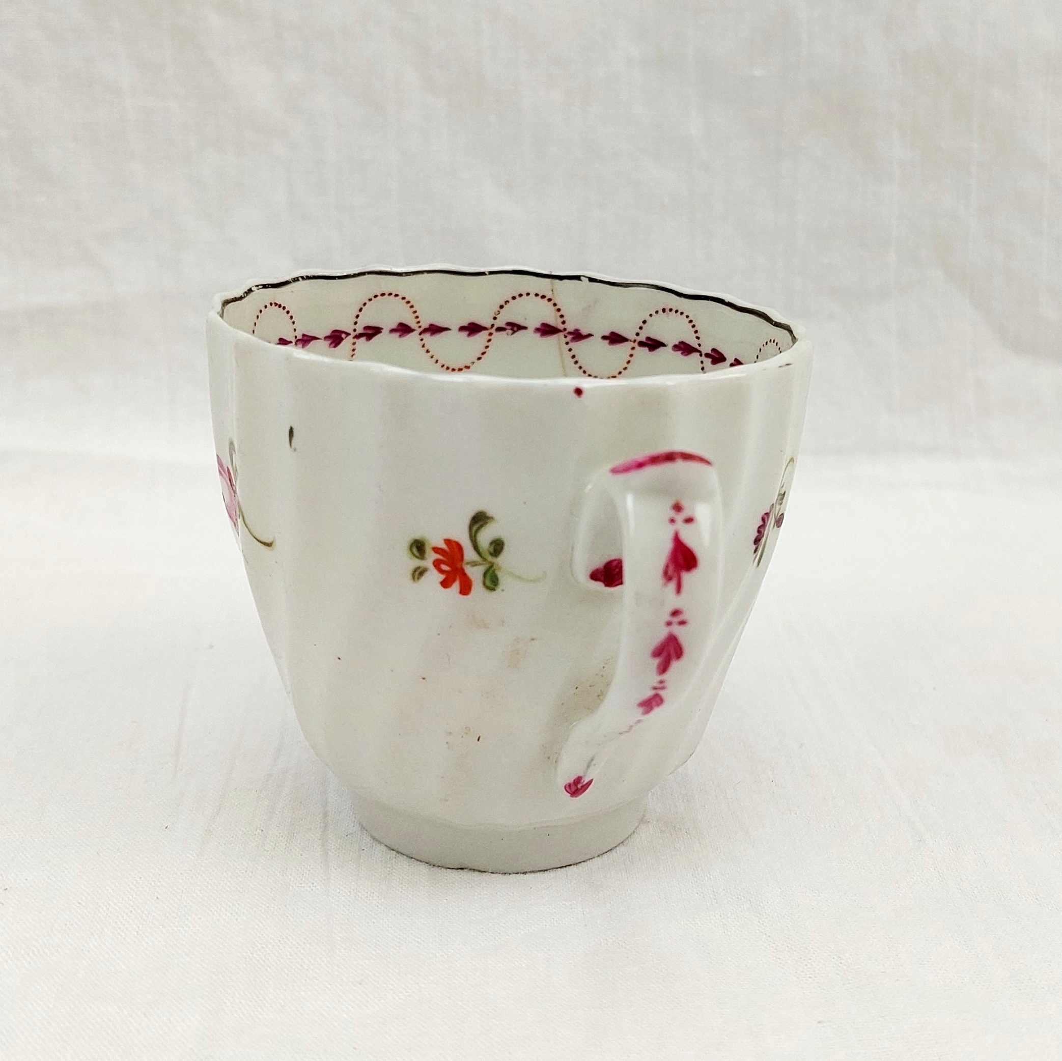 c1790 A And E Keeling Factory X Porcelain Floral Fluted Coffee Cup - Image 3