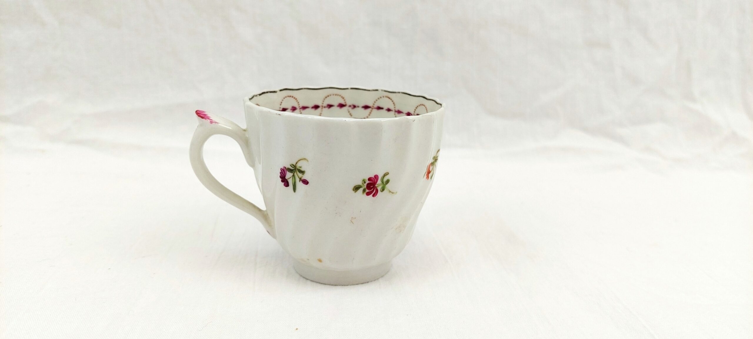 c1790 A And E Keeling Factory X Porcelain Floral Fluted Coffee Cup - Image 4