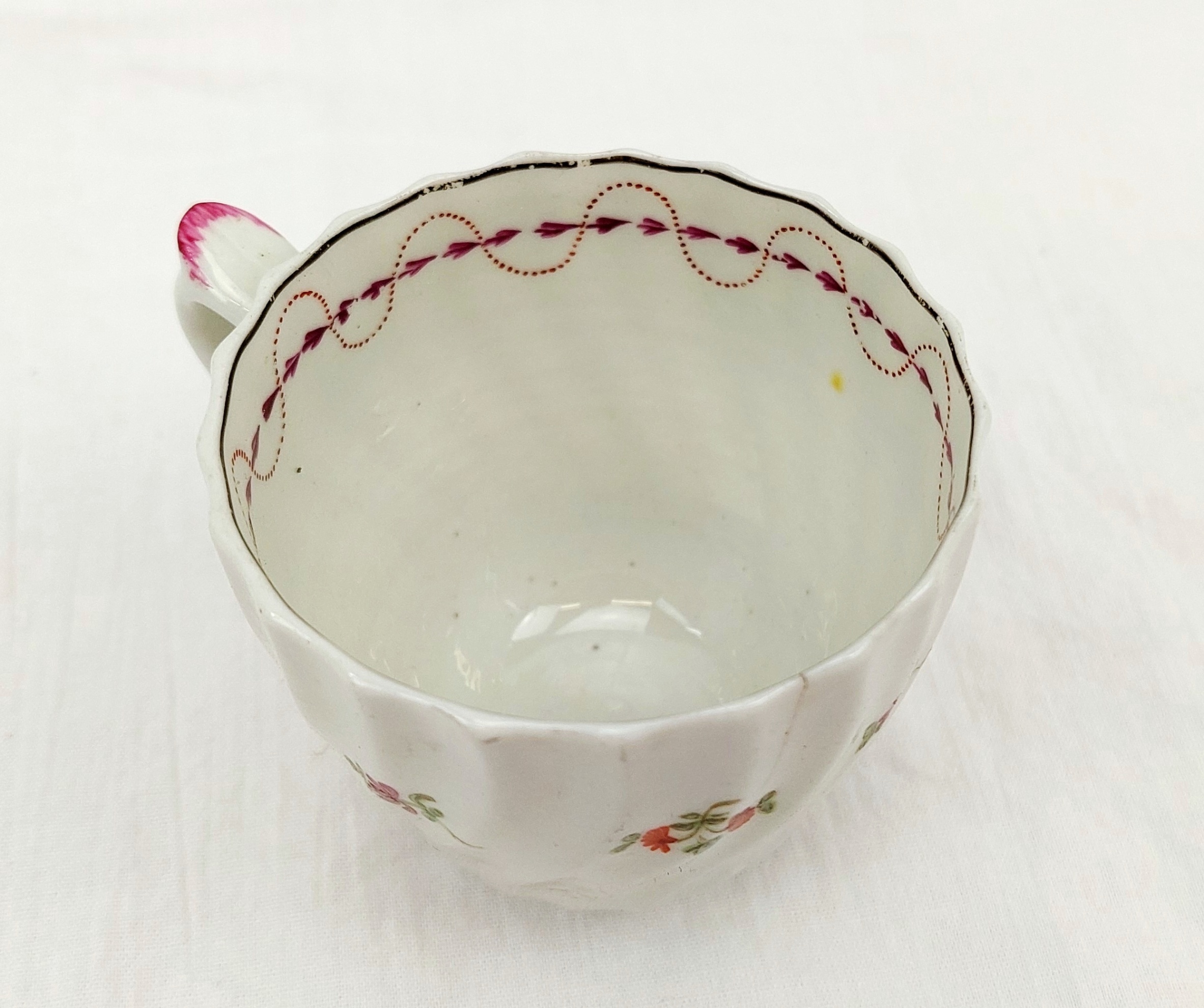 c1790 A And E Keeling Factory X Porcelain Floral Fluted Coffee Cup - Image 6