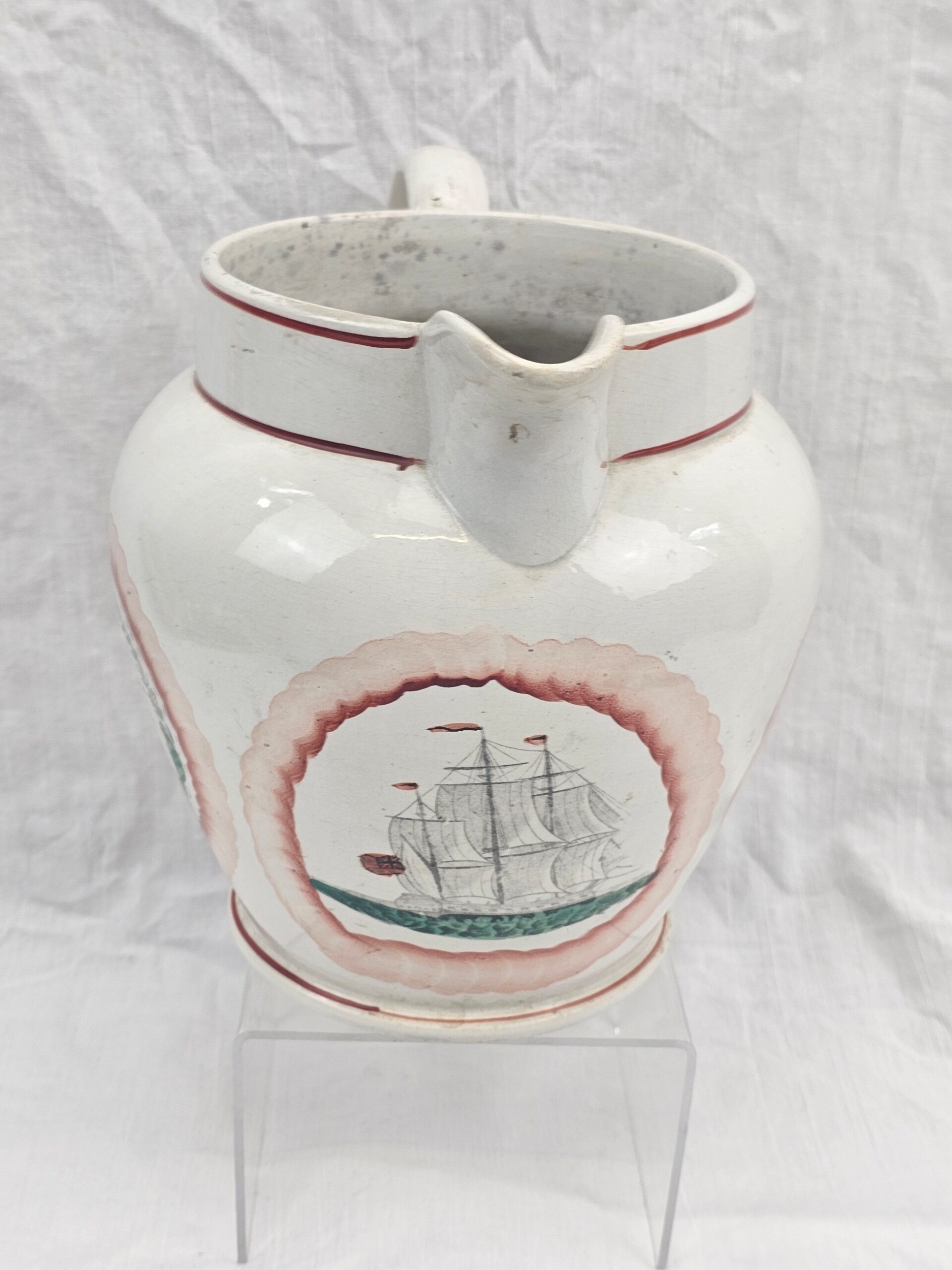 c1850 Scotts Sunderland Sailors In Stormy Seas Large Jug - Image 4