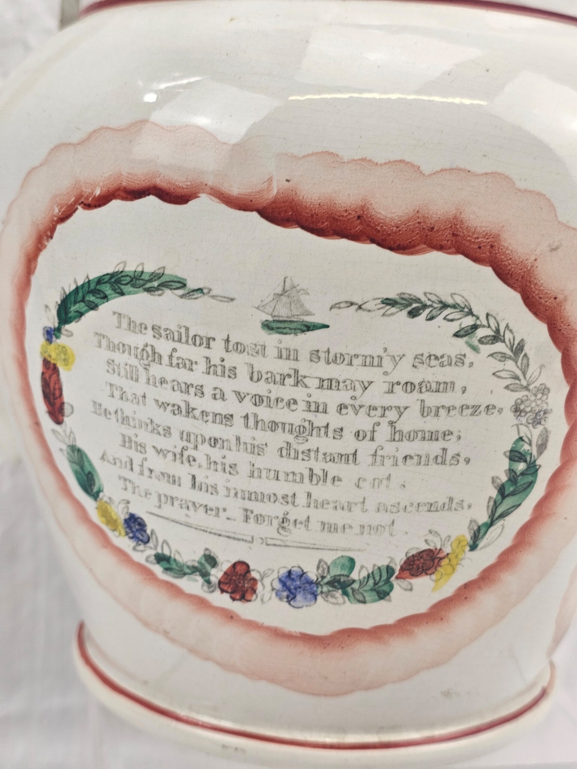 c1850 Scotts Sunderland Sailors In Stormy Seas Large Jug - Image 6