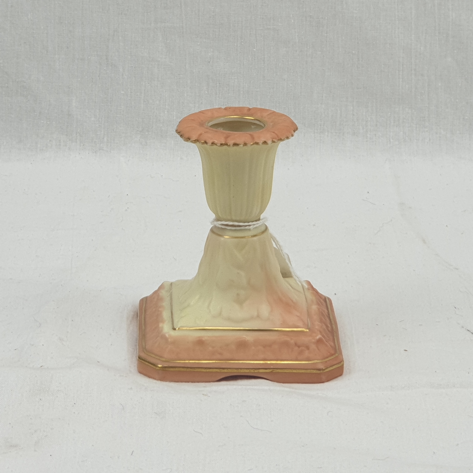 c1900 Locke And Co Worcester Blush Ivory Squat Candlestick