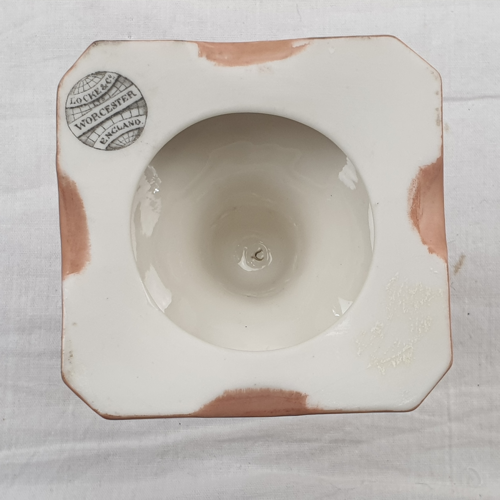 c1900 Locke And Co Worcester Blush Ivory Squat Candlestick - Image 7