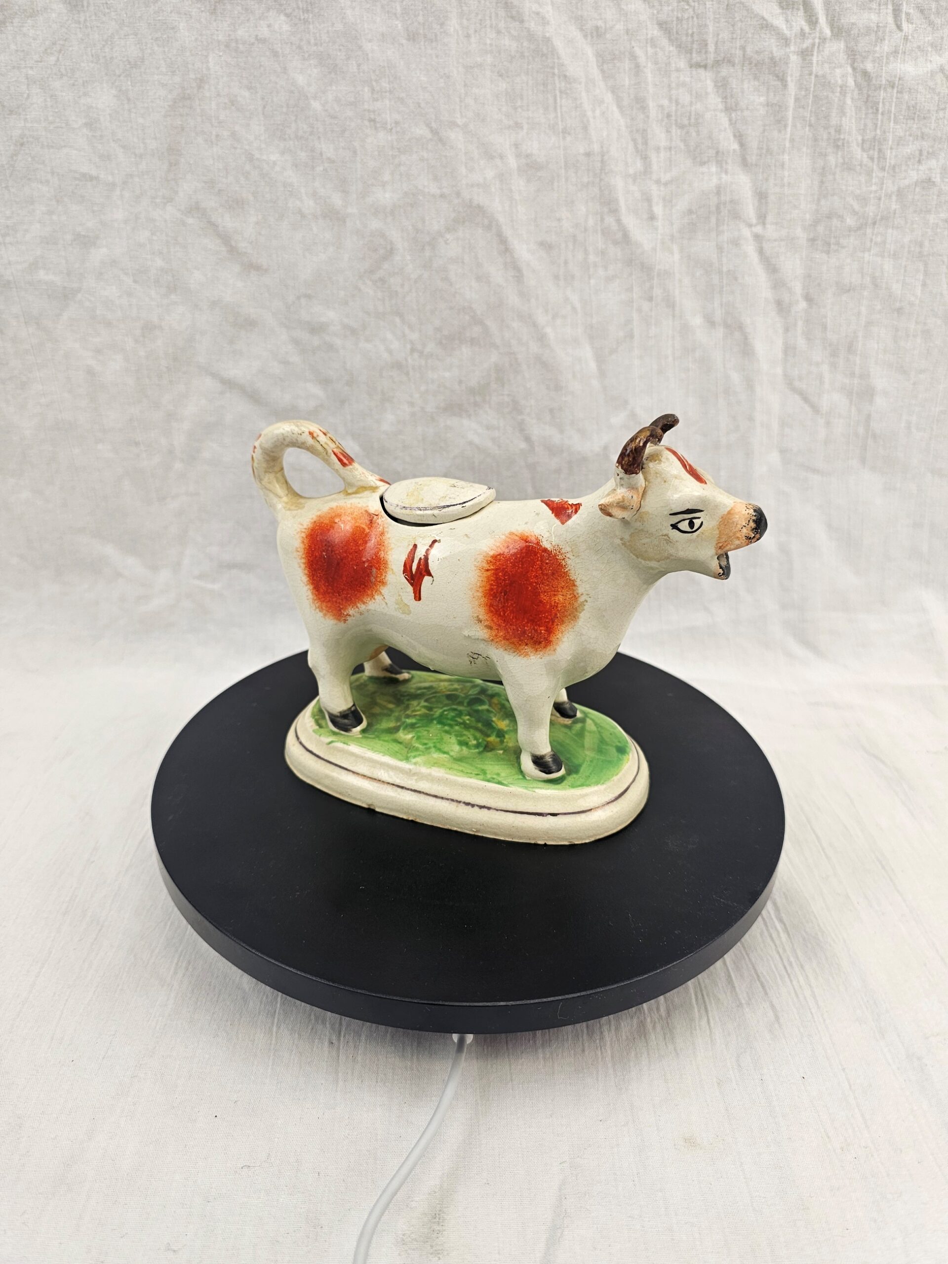 19th Century Staffordshire Pottery Cow Creamer - Antique English Earthenware