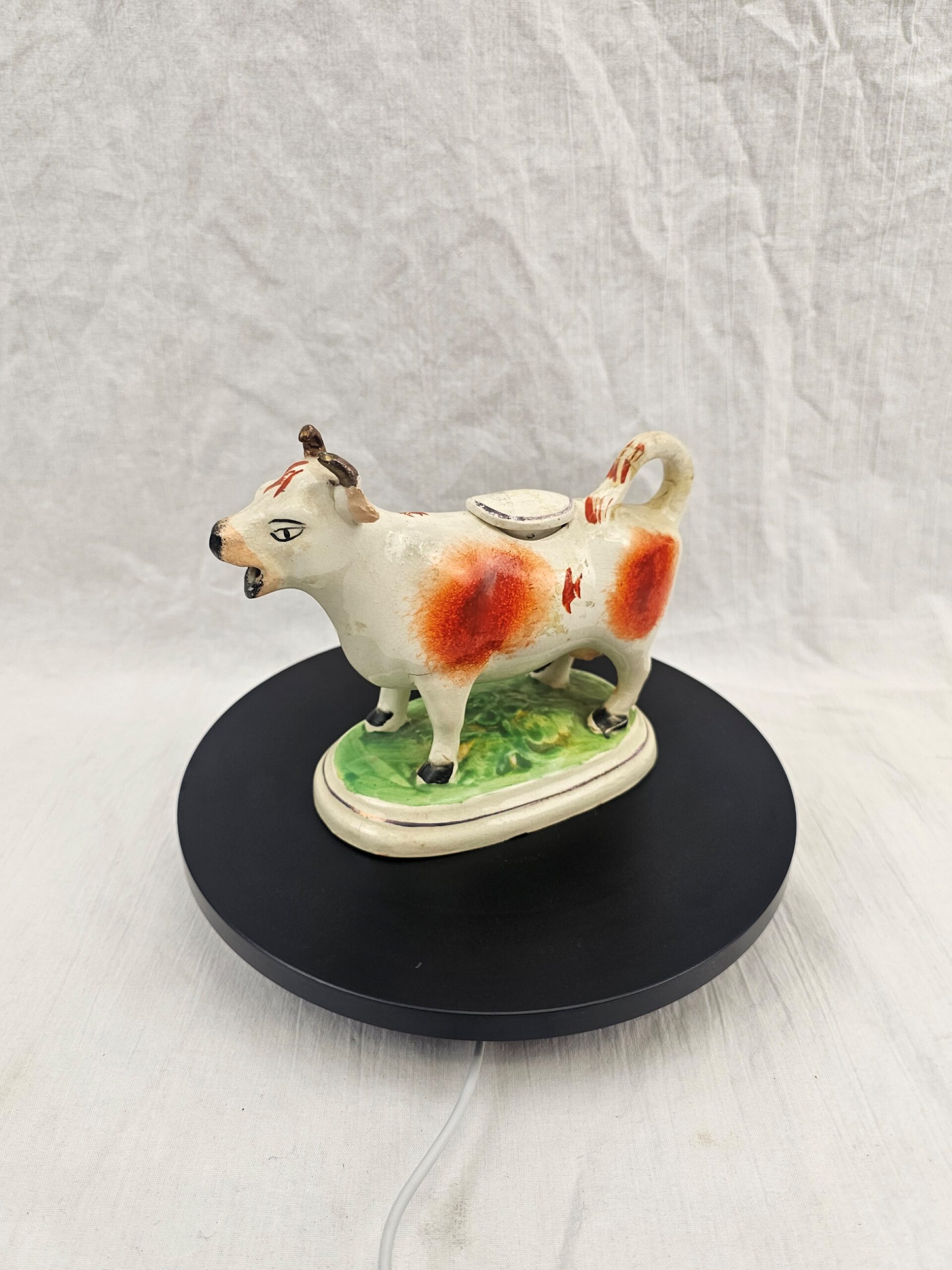 19th Century Staffordshire Pottery Cow Creamer - Antique English Earthenware - Image 3