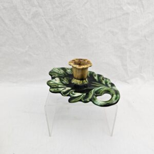 Late 19th Century Victorian Majolica Acanthus Leaf Chamberstick