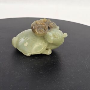 Chinese Qing Dynasty Nephrite Jade Carving of a Mythical Turtle with Lion's Head