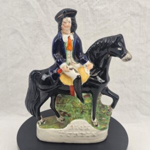 Victorian Staffordshire Equestrian Portrait Figure of Dick Turpin on Black Bess, c.1850–1870