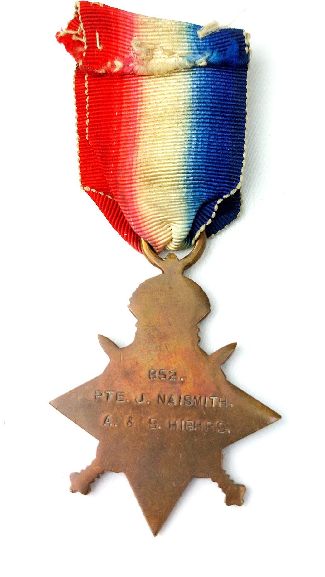 British, WW1, Named 1914–15 Star Trio Medal Group to 852 Pte James Naismith, Argyll & Sutherland Highlanders – Wounded Soldier – Ribbon Bar & Case - Image 6