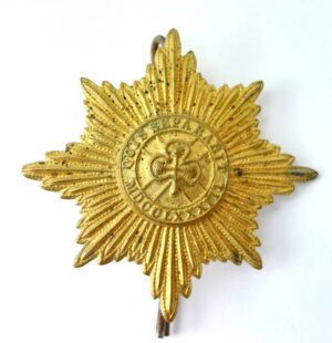 British, WW1 / Early Interwar, Irish Guards Other Ranks Foreign Service Helmet / Pagri Badge – Star of St Patrick – Two Copper Loop Variant
