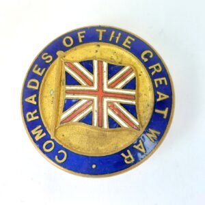 British, WW1, Comrades of the Great War Veterans Membership Lapel Badge – J.R. Gaunt London – Numbered 15509