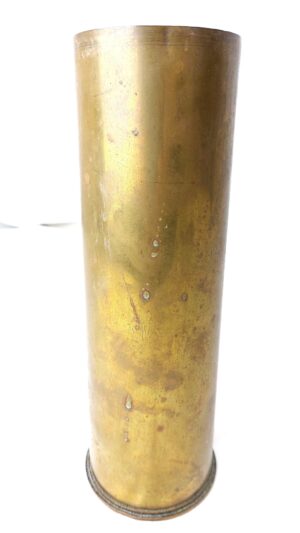 British, WW1 – Dated 1915, QF 18-Pounder Cartridge Case Mk II, by Elswick Ordnance Company (EOC), with Matching 1915 No.1 Mk II Primer