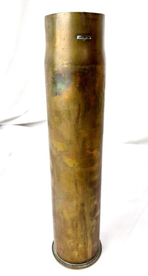 British, c.1890–1910, Royal Navy QF 6-Pounder Hotchkiss Mark III Brass Shell Case – Kynoch Manufacture – Naval Anchor Mark