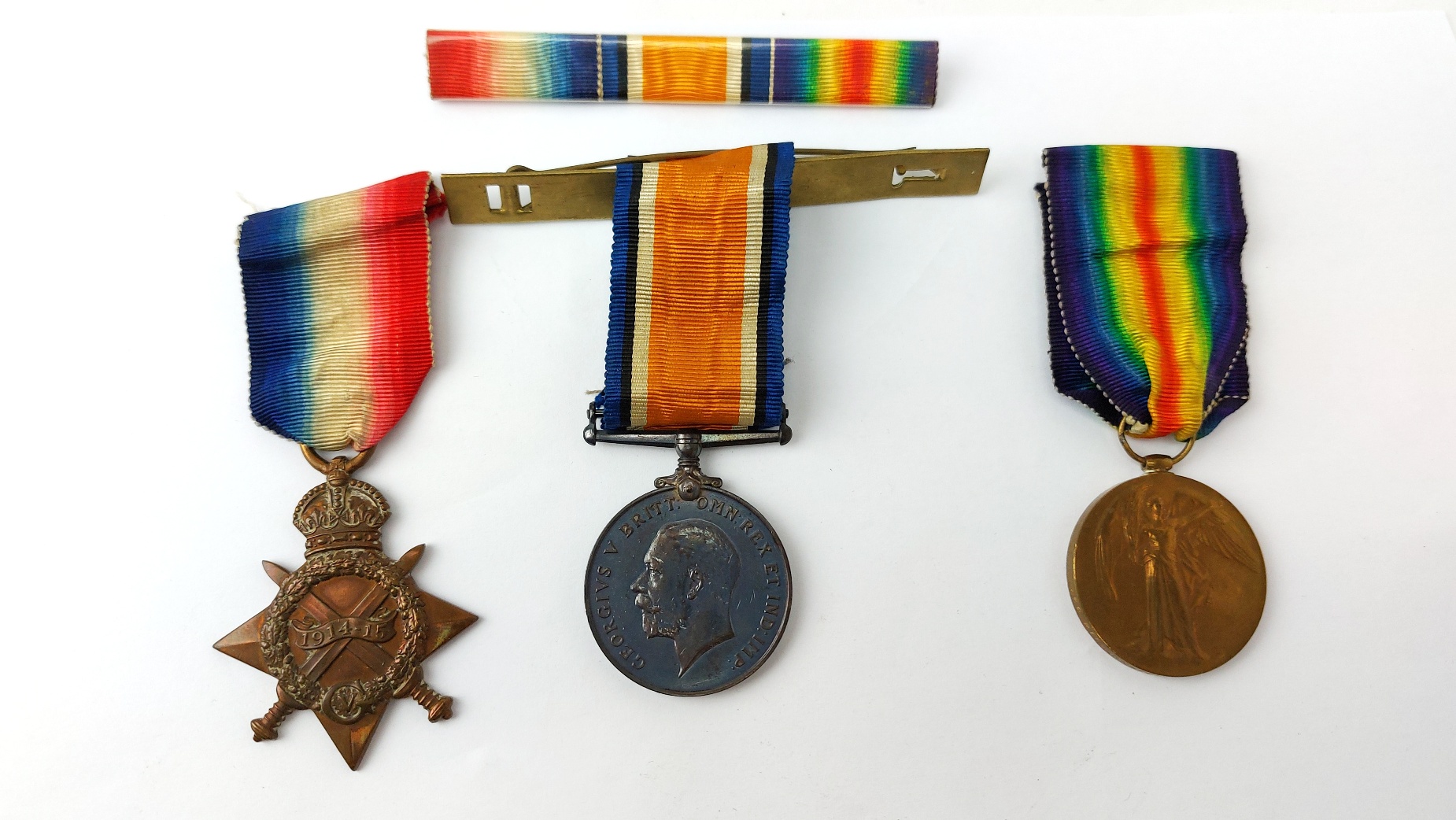 British, WW1, Named 1914–15 Star Trio Medal Group to 852 Pte James Naismith, Argyll & Sutherland Highlanders – Wounded Soldier – Ribbon Bar & Case - Image 2