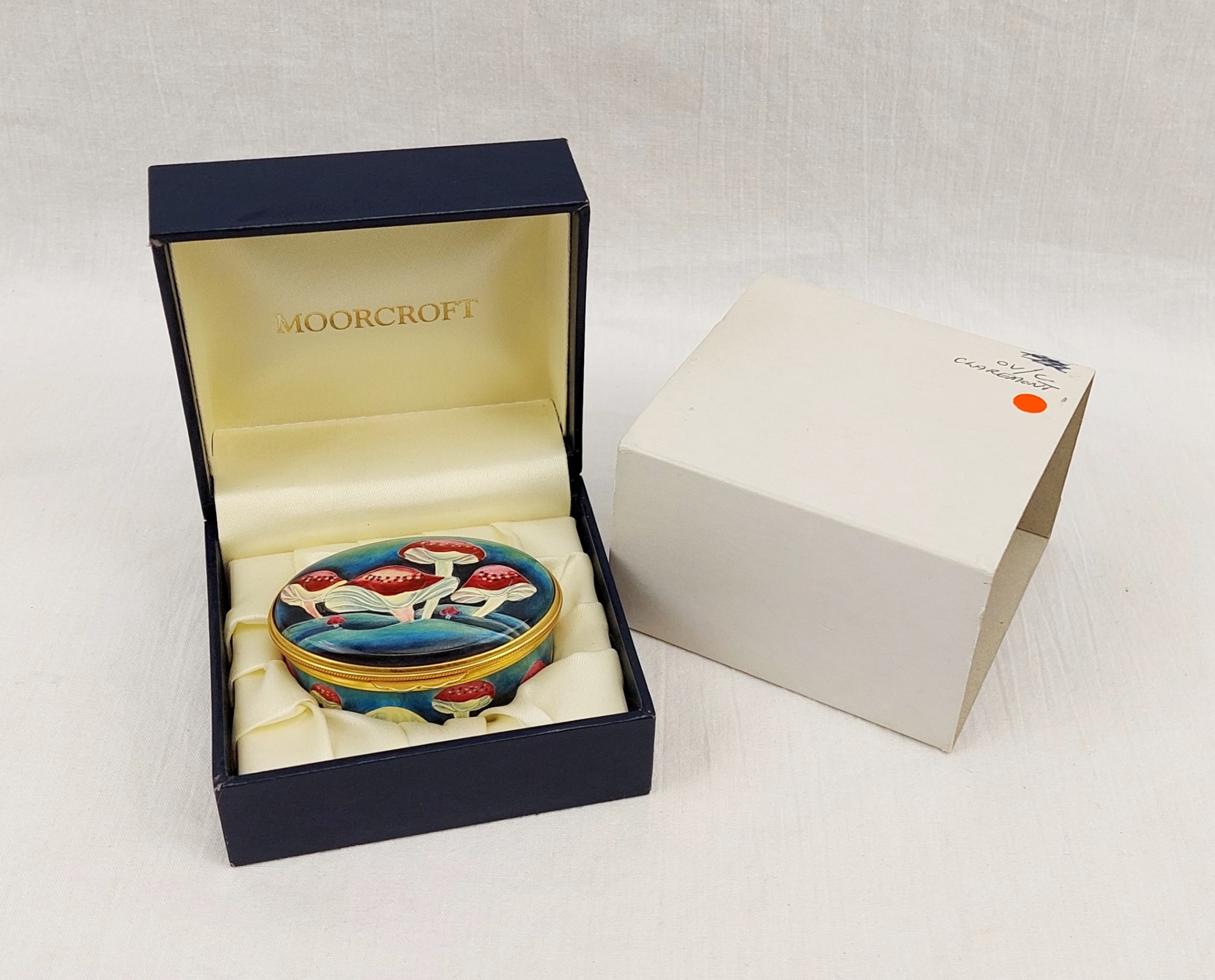 Boxed Moorcroft Claremont Mushroom Pattern Enamel Trinket Box - Image 2