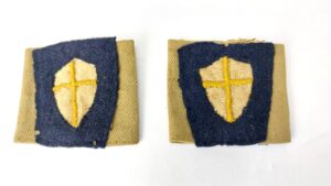 British, WW2, Eighth Army "Crusader Shield" Formation Sign Shoulder Slides Pair – North Africa Campaign