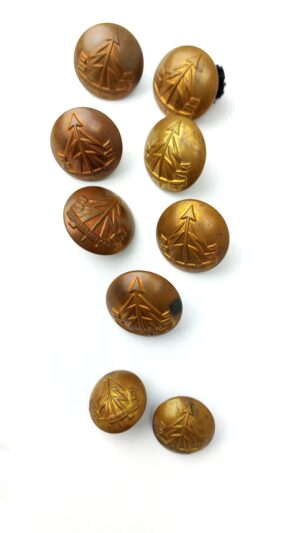 British, WW2, Reconnaissance Corps Uniform Button Set – 9 Brass Buttons – J.R. Gaunt & Son London – 1941–1946