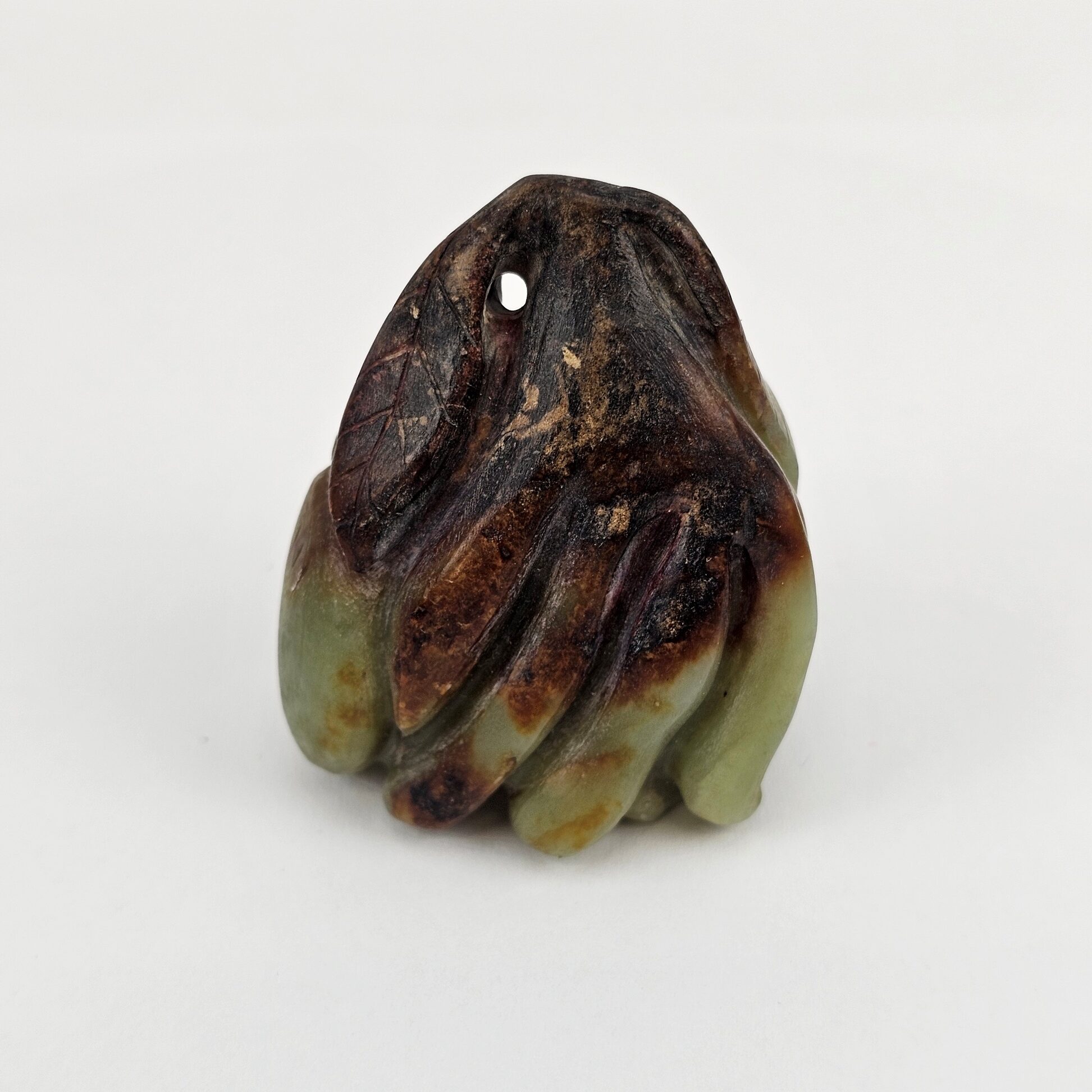 Chinese Nephrite Jade Carving of a Buddha's Hand Citron with Leaves, Possibly Ming Dynasty, Pre-18th Century