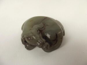 Chinese Nephrite Jade Round Dog Pendant