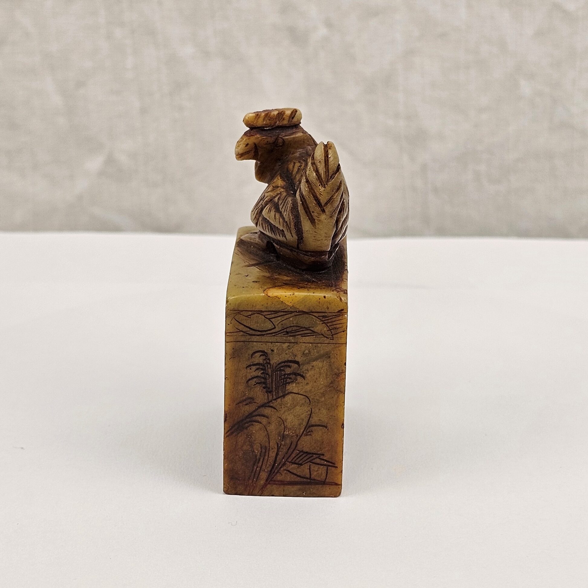Chinese Steatite Seal Stone, Year of the Rooster Zodiac Theme with Cockerel Finial, Qing Dynasty, 19th–Early 20th Century - Image 2