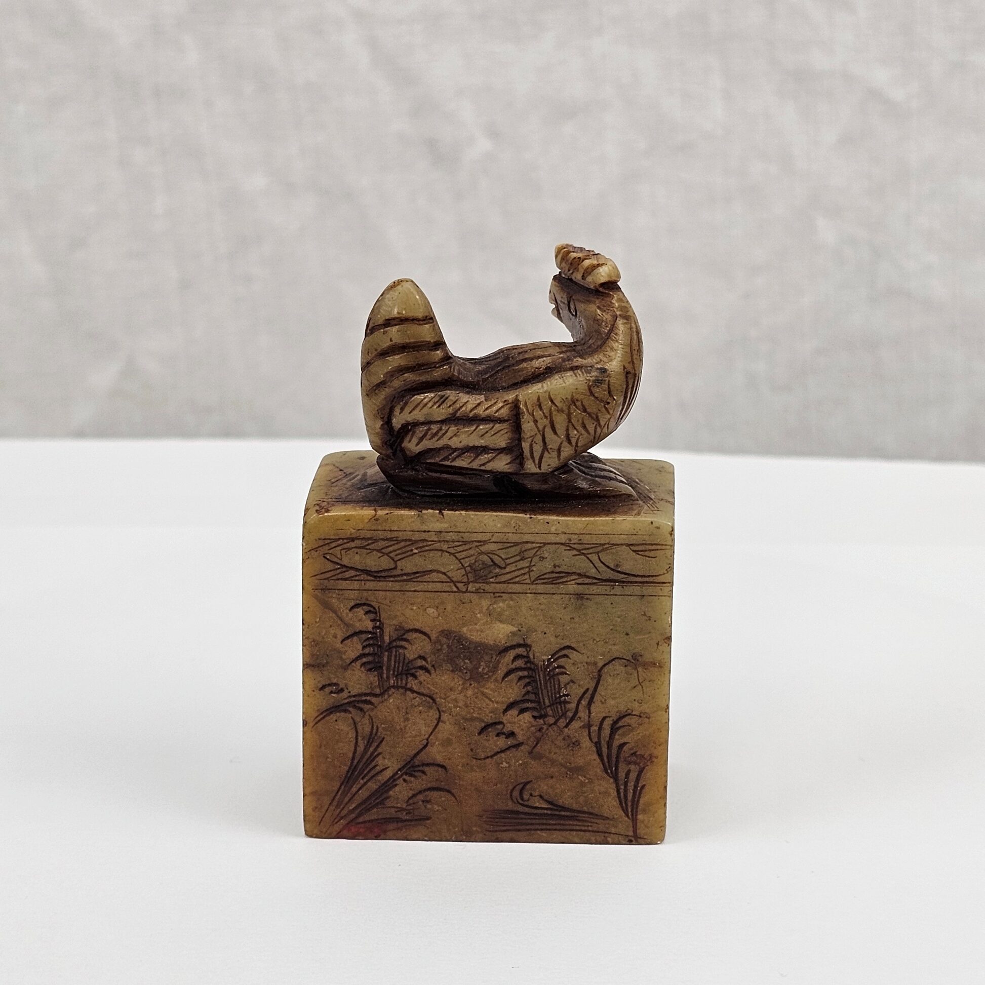 Chinese Steatite Seal Stone, Year of the Rooster Zodiac Theme with Cockerel Finial, Qing Dynasty, 19th–Early 20th Century - Image 3