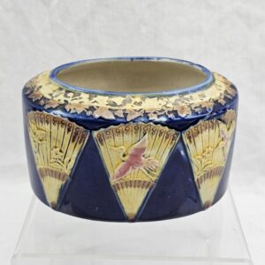 Edwardian Cobalt & Gold Japonesque Jardinière - Fan, Crane & Ivy Design, c.1895–1910