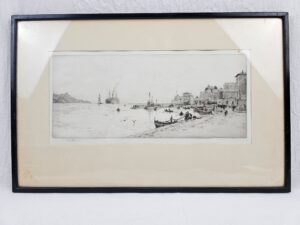 Framed Etching By W. L. Wyllie 1851-1931 Of A Mediterranean Port