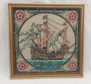 Framed Mary Rose Woolwork Tapestry