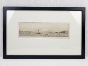 Framed Rowland Langmaid (1897 - 1956) Etching Of Portsmouth Harbour