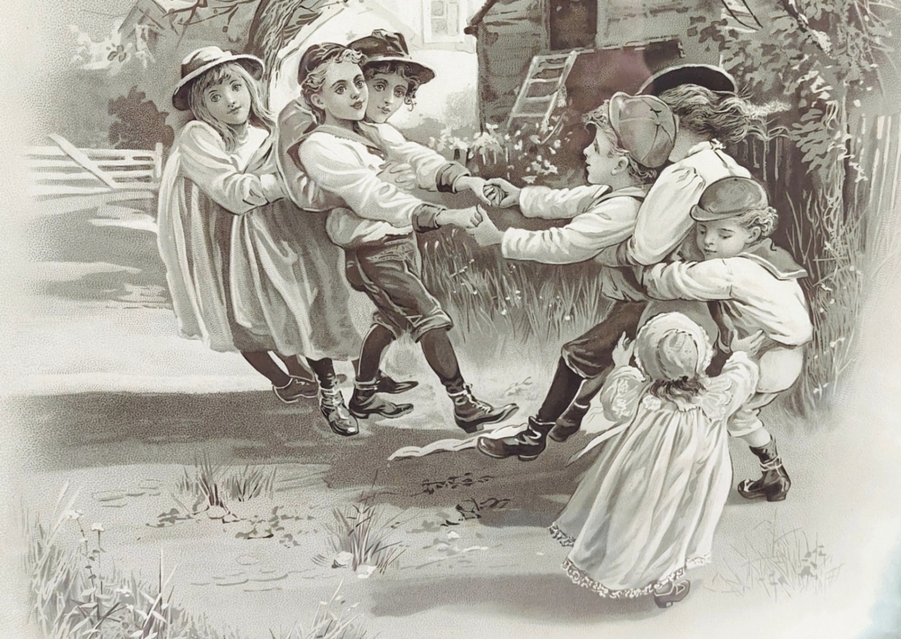 Framed Victorian Chromolithograph Titled Tug Of War - Image 2