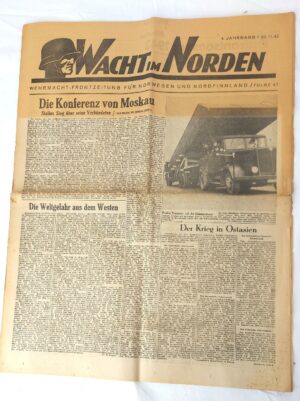 German, WWII, 20 November 1943, Wacht im Norden Wehrmacht Front Newspaper – Norway & Northern Finland – 14 Pages – Lapland / Arctic Front