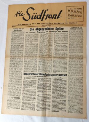 German, WWII, 24 February 1944, Die Südfront Field Newspaper – Italian Front / Anzio–Nettuno Counterattack Issue – Feldzeitung für Deutsche Soldaten in Italien – Issue No. 35