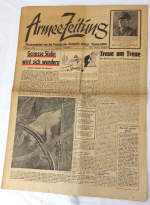 German, WWII, 3rd October 1942, Armee-Zeitung Panzer Army Frontline Newspaper – Stalingrad Period Propaganda – Eastern Front – 8 Pages